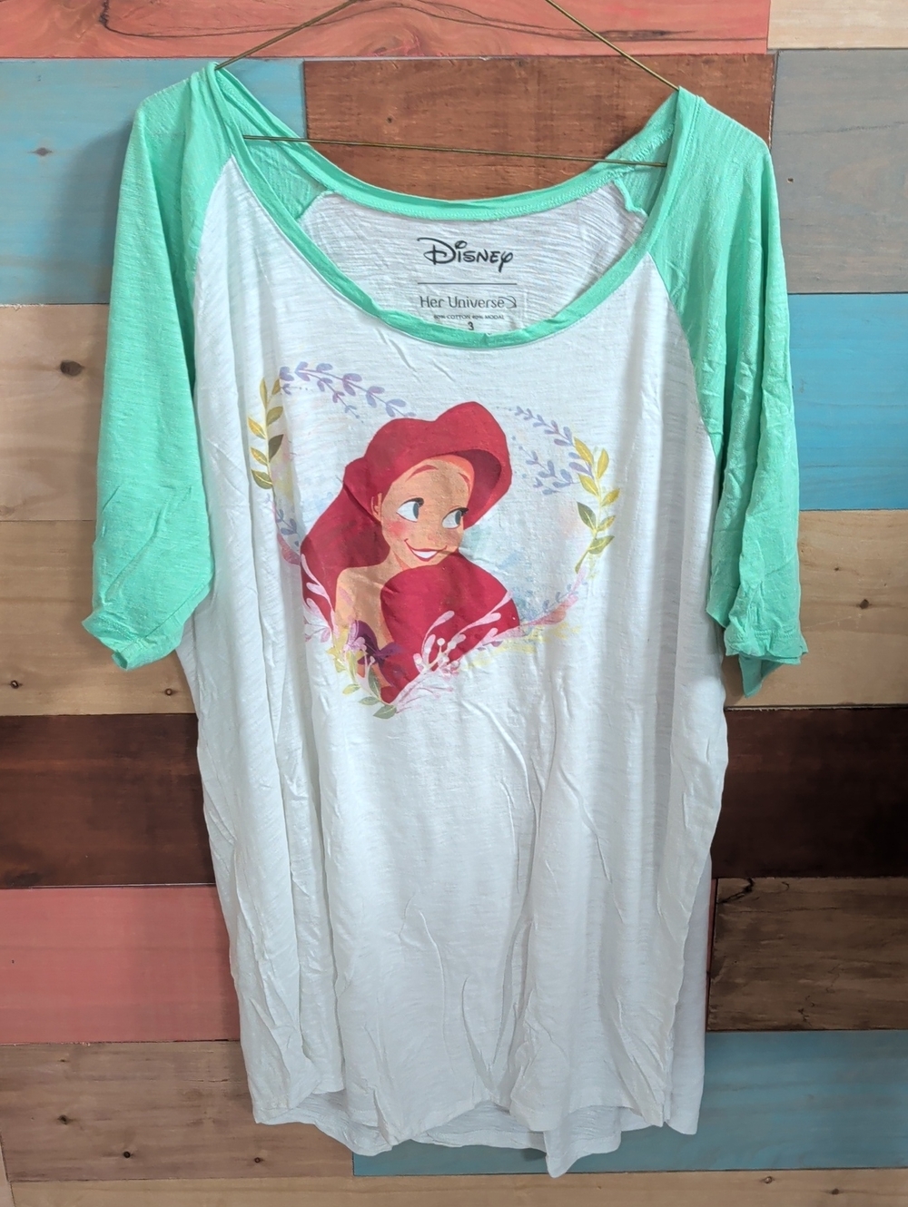 Disney Ariel Raglan Sleep Shirt in Mint Green and White